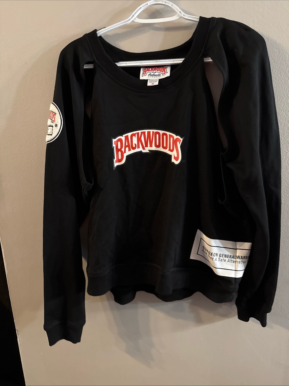 Backwoods Hoodie Women  S M Black open Under Arms Pullover Jl26 crew neck